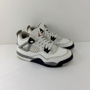 Nike Air Jordan 4 Retro White Cement Gray Kids Size 1Y IB4388-100